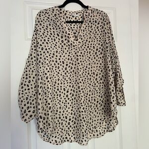 LUSH leopard print button-sleeve blouse